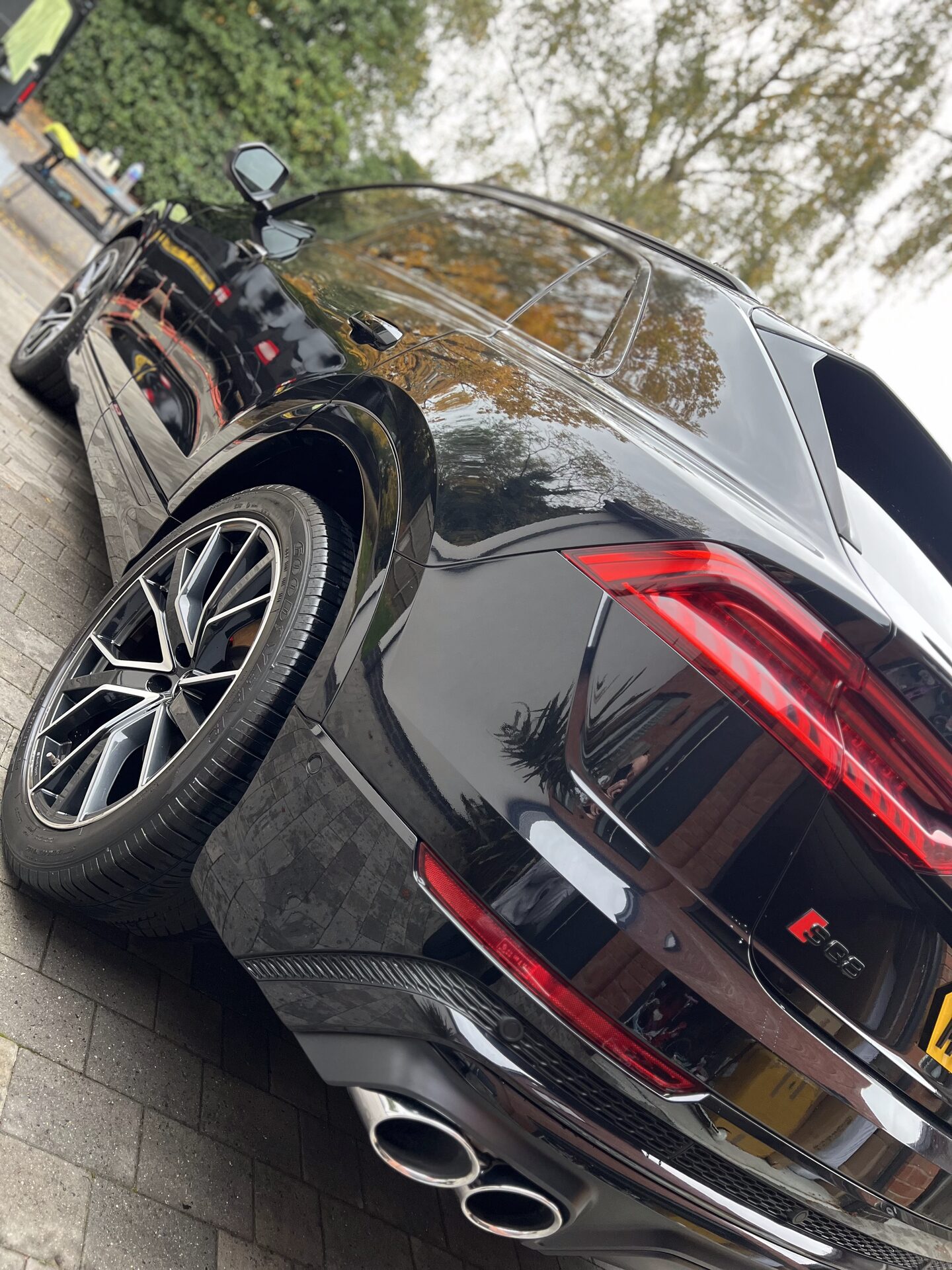 Water beading on a ceramic coated glossy bonnet