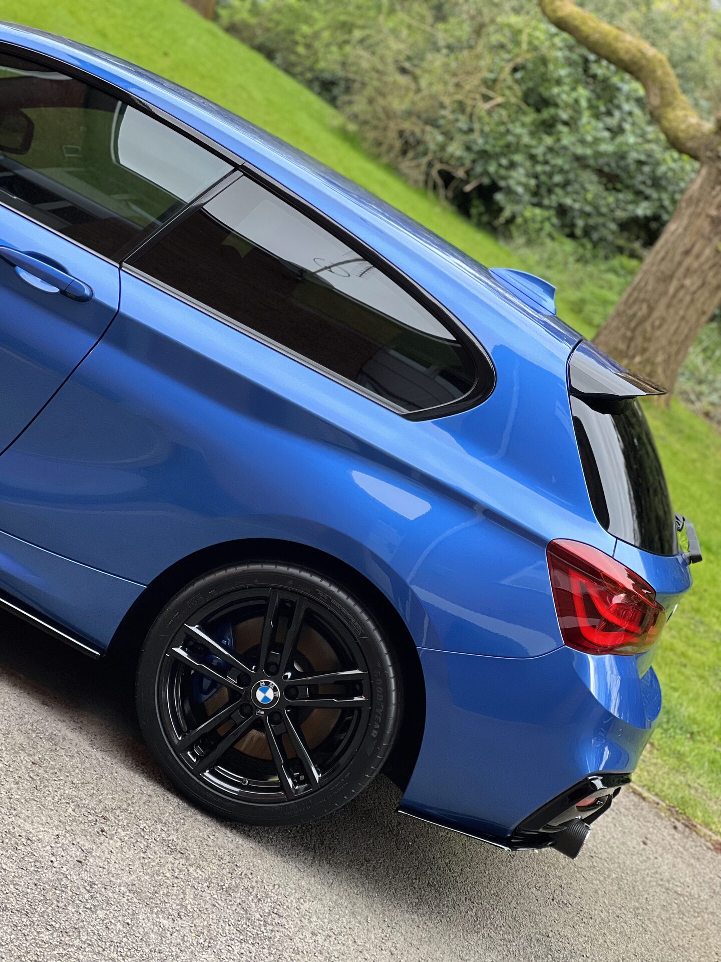 Estoril Blue BMW M340i Touring estate rear quarter after Auto-Glo new car protection ceramic coating in Coventry